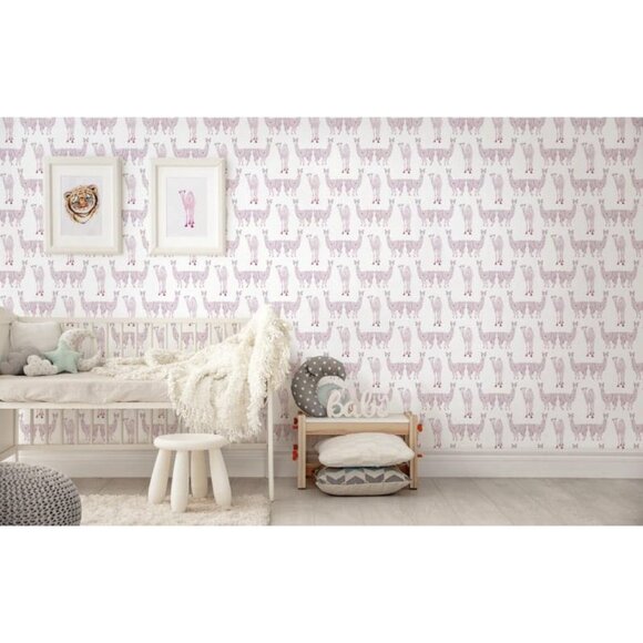 Alpaca Wallpaper Purple Pink Alpacas and Camels Double Roll 56 Sq Ft New - Picture 2 of 11